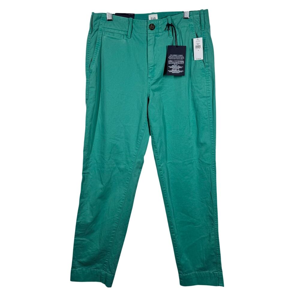 GAP High Rise Straight Prep Old Money Coastal Trouser Pant Women Turquoise Blue‎